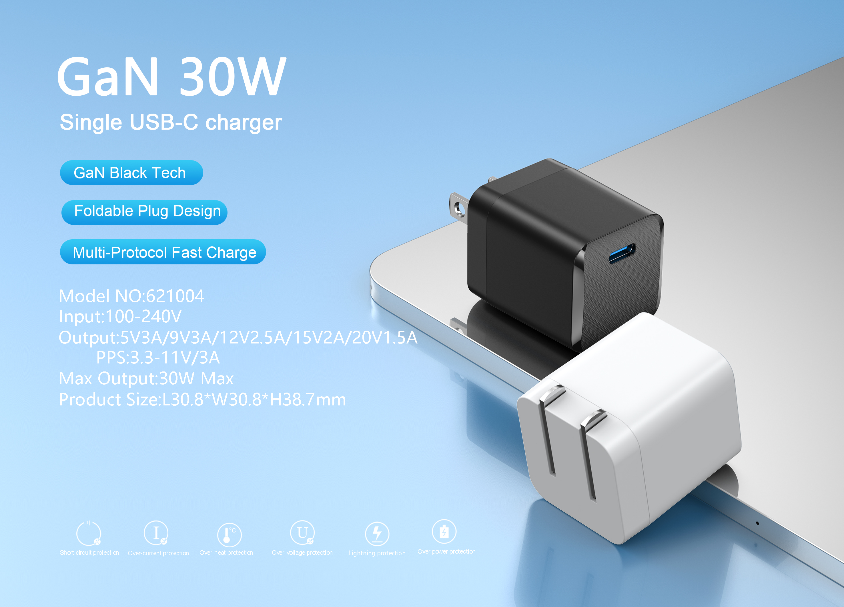 PD30W Single Port GaN Wall Charger 